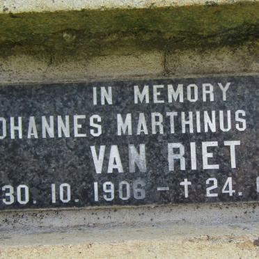 RIET Johannes Marthinus de Wet, van der 1906-1998