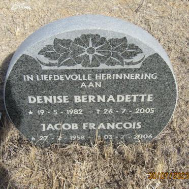 ? Jacob Francois 1958-2006 &amp; Denise Bernadette 1982-2005