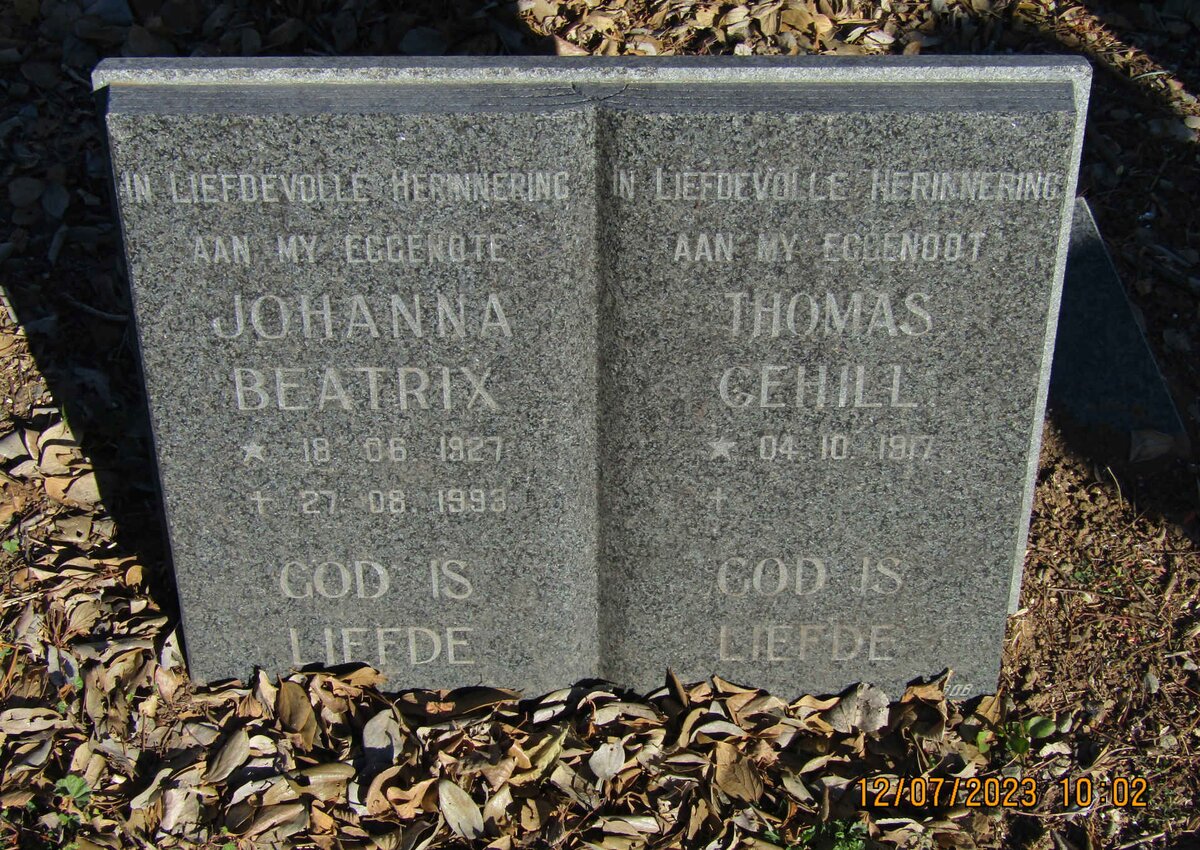 ? Thomas Cehill 1917-  &amp; Johanna Beatrix 1927-1993
