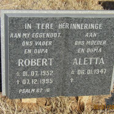 ? Robert 1952-1995 &amp; Aletta 1947-