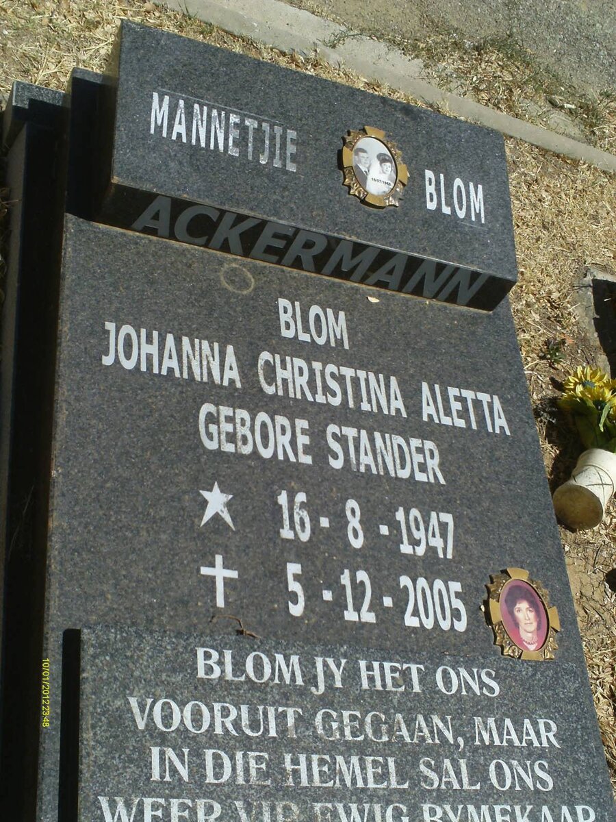 ACKERMANN Johann Diederick 1942- &amp; Johanna Christina Aletta STANDER 1947-2005 _2