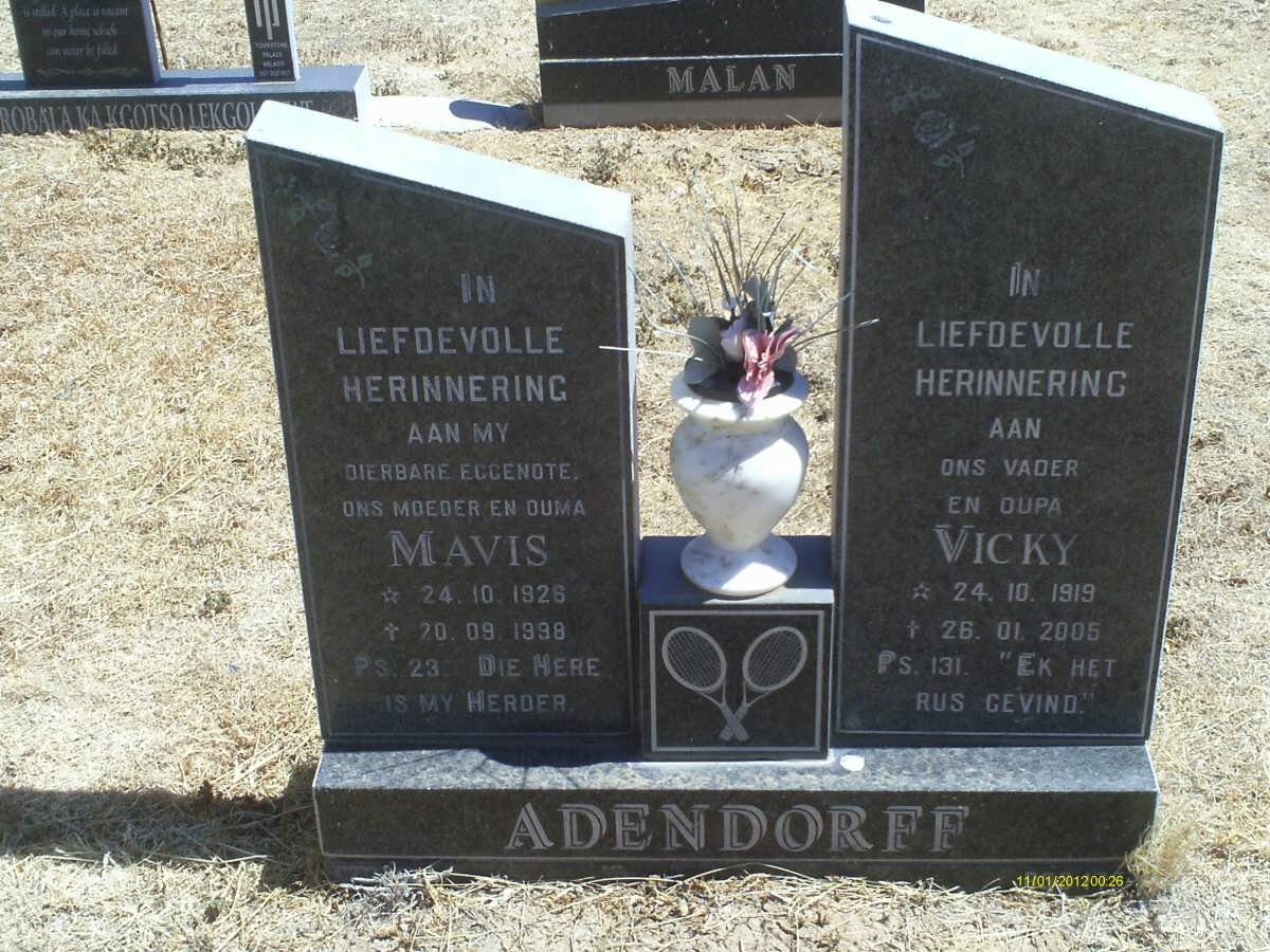 ADENDORFF Vicky 1919-2005 &amp; Mavis 1928-1998