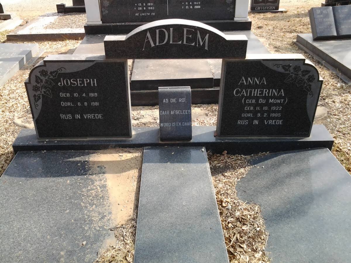 ADLEM Joseph 1919-1981 &amp; Anna Catherina Du MONT 1922-1985