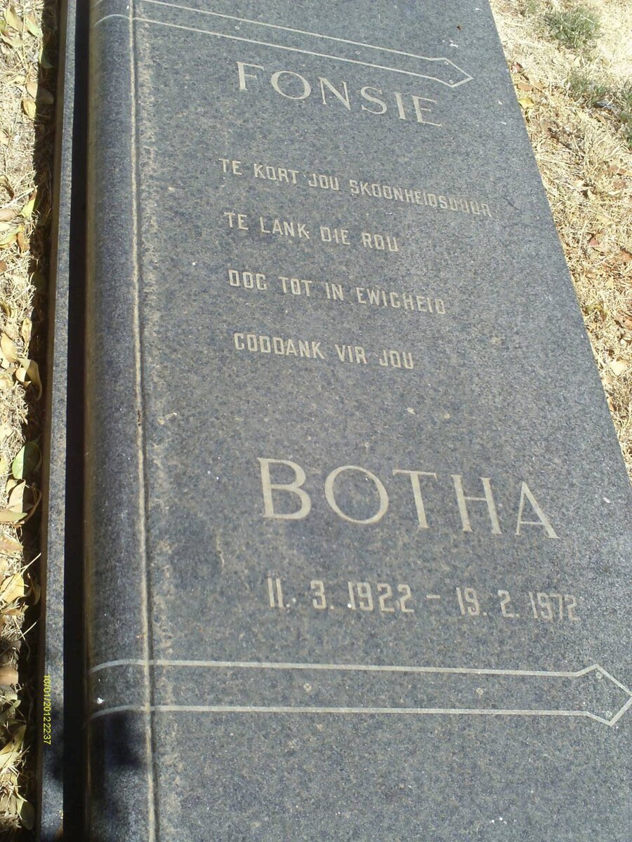 BOTHA Fonsie 1922-1972