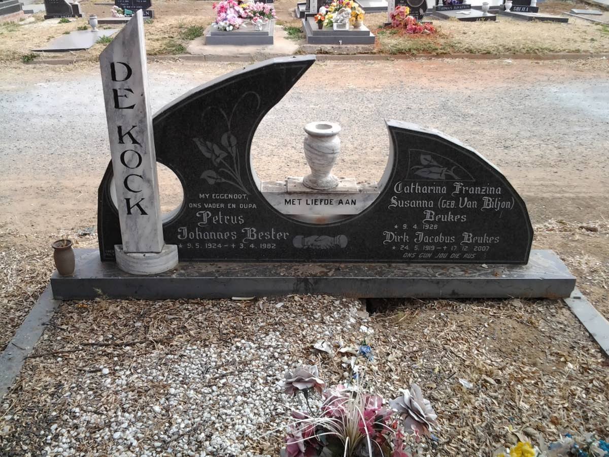 BEUKES Dirk Jacobus 1919-2007 &amp; Catharina Franzina Susanna VAN BILJON 1928- :: KOCK Petrus Johannes Bester, de 1924-1982  