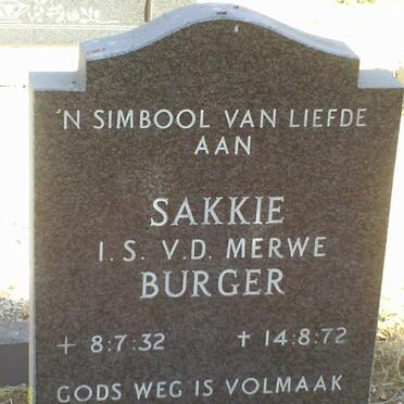 BURGER Sakkie I.S. V.D. Merwe 1932-1972