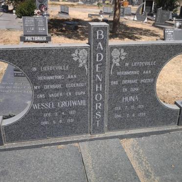 BADENHORST Wessel Grotwahl 1921-1991 &amp; Huna 1931-1999