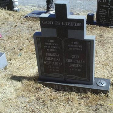 BEKKER Gert Christiaan Jurgens 1933- &amp; Johanna Christina Wilhelmina 1938-199?