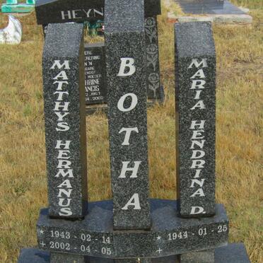 BOTHA Matthys Hermanus 1943-2002 &amp; Maria Hendrina D. 1944-