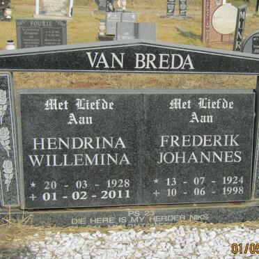 BREDA Frederik Johannes, van 1924-1998 &amp; Hendrina Willemina 1928-2011