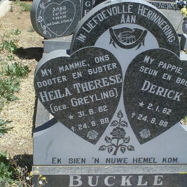 BUCKLE Derick 1962-1988 &amp; Heila Therese GREYLING 1962-1988