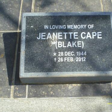 CAPE Jeanette nee BLAKE 1944-2012