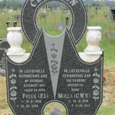 CLAASSEN F.J. 1936-2008 &amp; C.W.V. 1936-2012