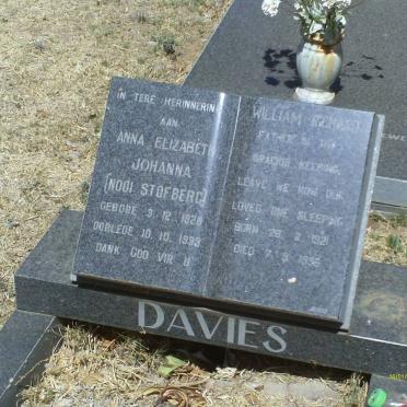 DAVIES Anna Elizabeth Johanna nee STOFBERG 1928-1999