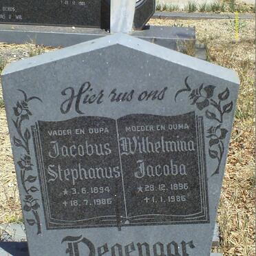 DEGENAAR Jacobus Stephanus 1892-1986 &amp; Wilhelmina Jacoba 1896-1986
