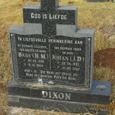 DIXON J.D. 1932-2012 &amp; H.M. 1936-2000