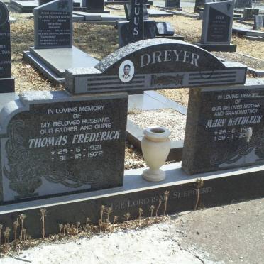 DREYER Thomas Frederick 1921-1972 &amp; Mary Kathleen 1916-200?