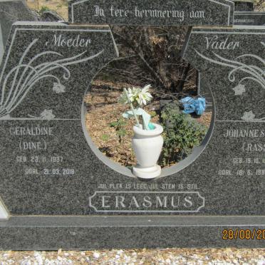 ERASMUS Johannes Hendrik 1925-1984 &amp; Geraldine 1937-2018