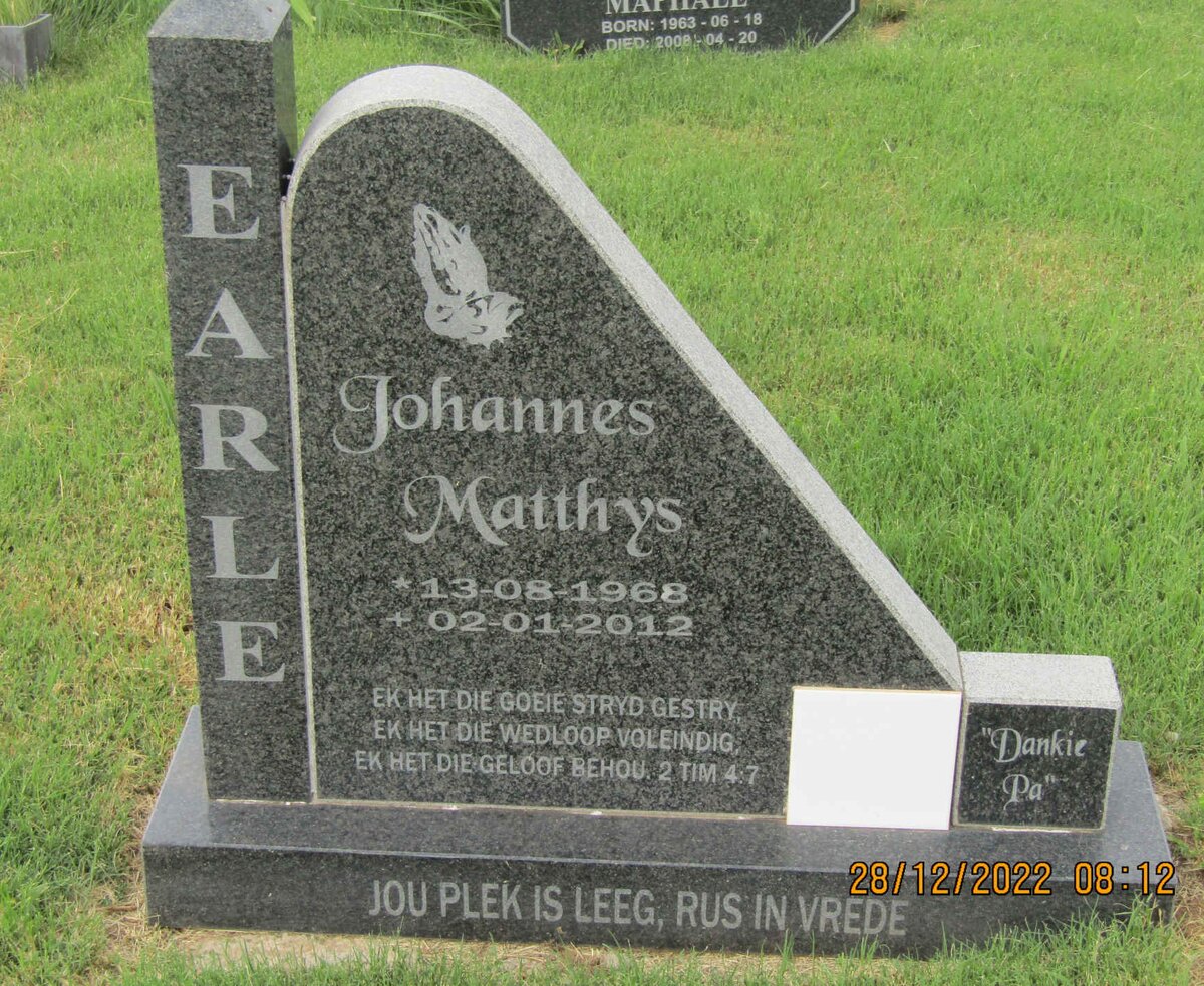 EARLE Johannes Matthys 1968-2012