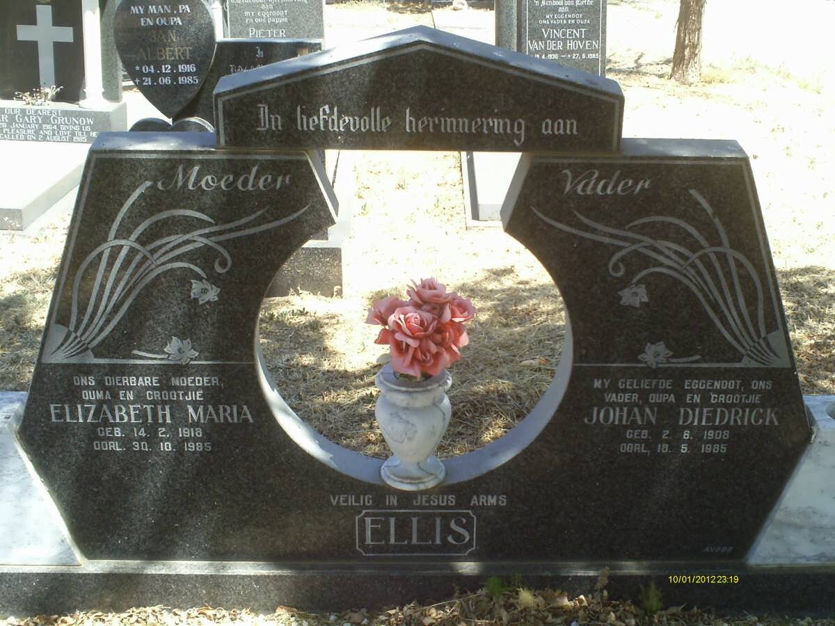 ELLIS Johan Diedrick 1908-1985 &amp; Elizabeth Maria 1918-1985