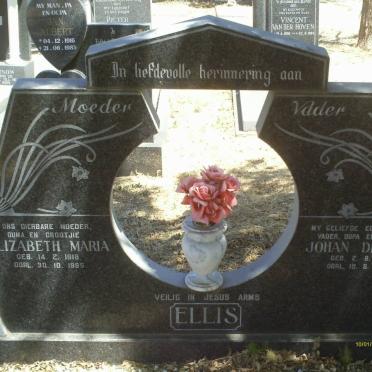 ELLIS Johan Diedrick 1908-1985 &amp; Elizabeth Maria 1918-1985