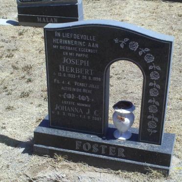 FOSTER Joseph Herbert 1933-1998 &amp; Johanna J.C. 1931-2007