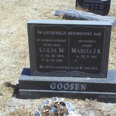 GOOSEN Lukas M. 1943-2001 &amp; Marita J.S. 1951-