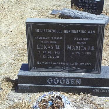 GOOSEN Lukas M. 1943-2001 &amp; Marita J.S. 1951-