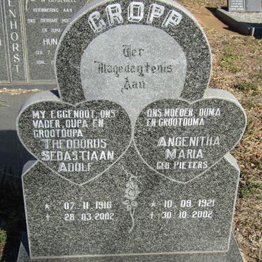 GROPP Theodorus Sebastiaan Adolf 1916-2002 & Angenitha Maria PIETERS 1921-2002
