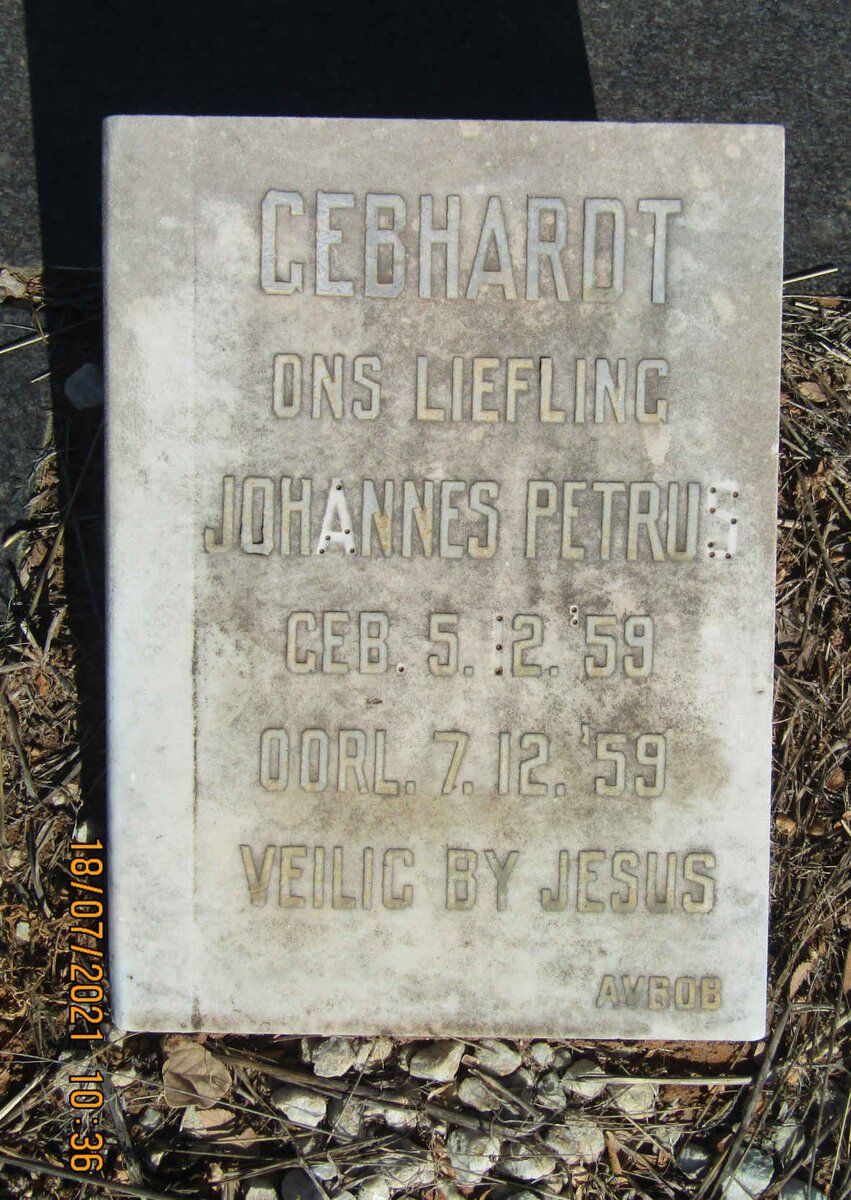 GEBHARDT Johannes Petrus 1959-1959