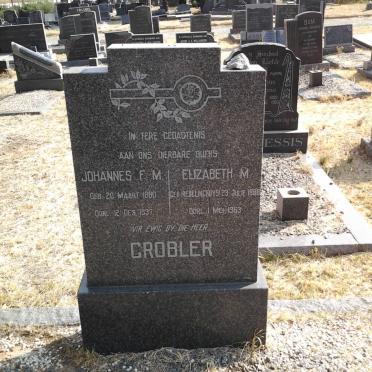 GROBLER F.M. 1880-1937 &amp; Elizabeth M. REDELINGHUYS 1888-1963