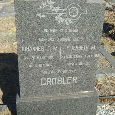 GROBLER Johannes F.M. 1880-1937 &amp; Elizabeth M. REDELINGHUYS 1888-1963