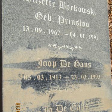 GANS Joop, de 1913-1993 & Jo 1915-2009 :: BORKOWSKI Suzette nee PRINSLOO 1967-1991