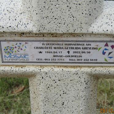 GREYLING Charlotte Maria Gertruida 1948-2022
