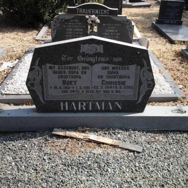 HARTMAN Boet 1912-1981 &amp; Chrissie 1914-2003 