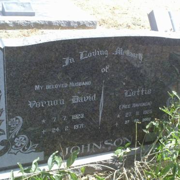 JOHNSON Vernon David 1923-1971 &amp; Lettie HAVENGA 1926-2002