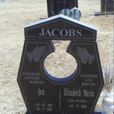 JACOBS Jan 1931-1999 &amp; Elizabeth Maria WEYERS 1933-
