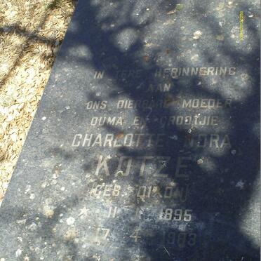 KOTZE Charlotte Nora nee DIXON 1895-1983