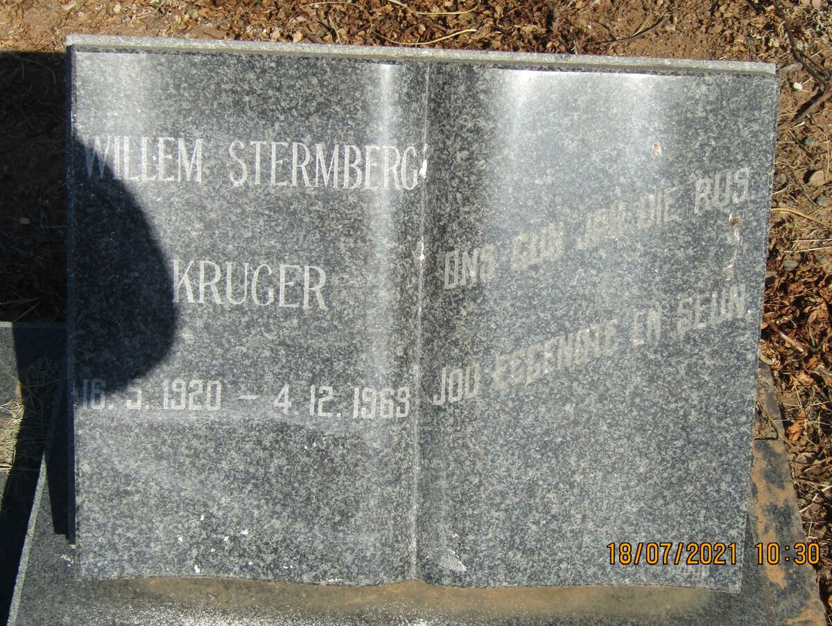 KRUGER Willem Stermberg 1920-1963