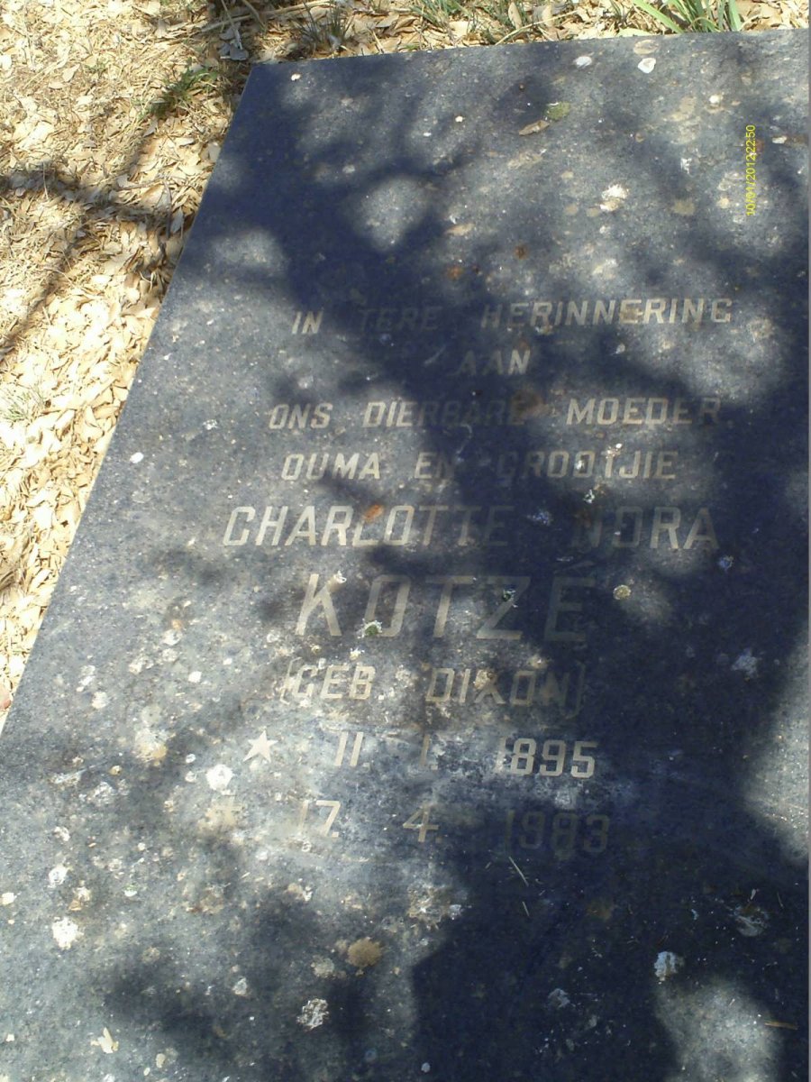 KOTZE Charlotte Nora nee DIXON 1895-1983