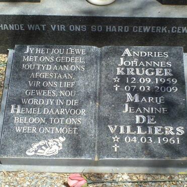 KRUGER Andries Johannes 1959-2009 :: DE VILLIERS Marie Jeanine 1961-