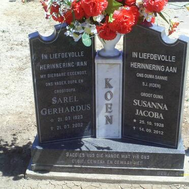 KOEN Sarel Gerhardus 1923-2002 &amp; Susanna Jacoba 1928-2012
