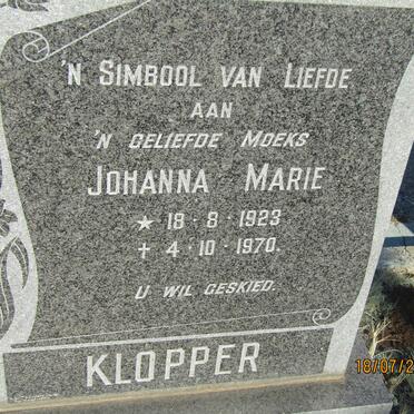 KLOPPER Johanna Marie 1923-1970