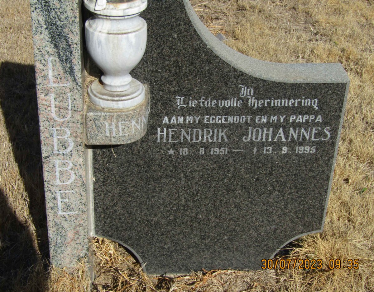 LUBBE Hendrik Johannes 1951-1995