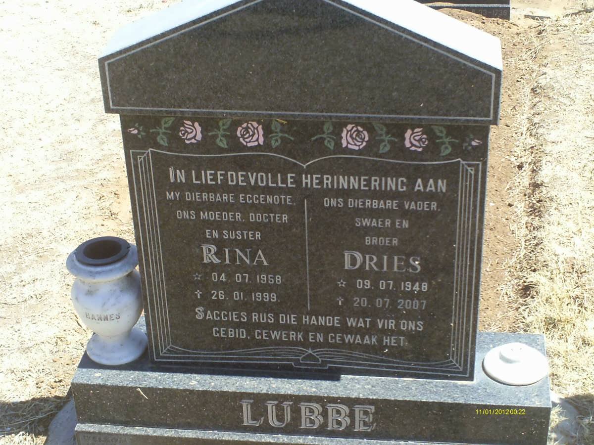LUBBE Dries 1948-2007 &amp; Rina 1958-1999