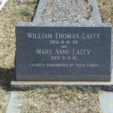 LAITY William Thomas -1959 &amp; Mary Anne -1961