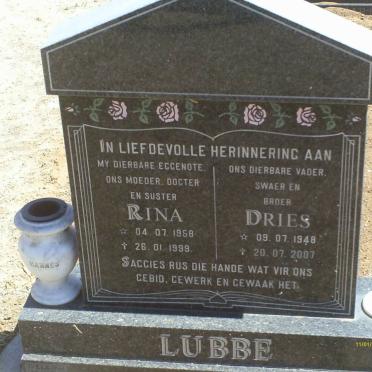 LUBBE Dries 1948-2007 &amp; Rina 1958-1999