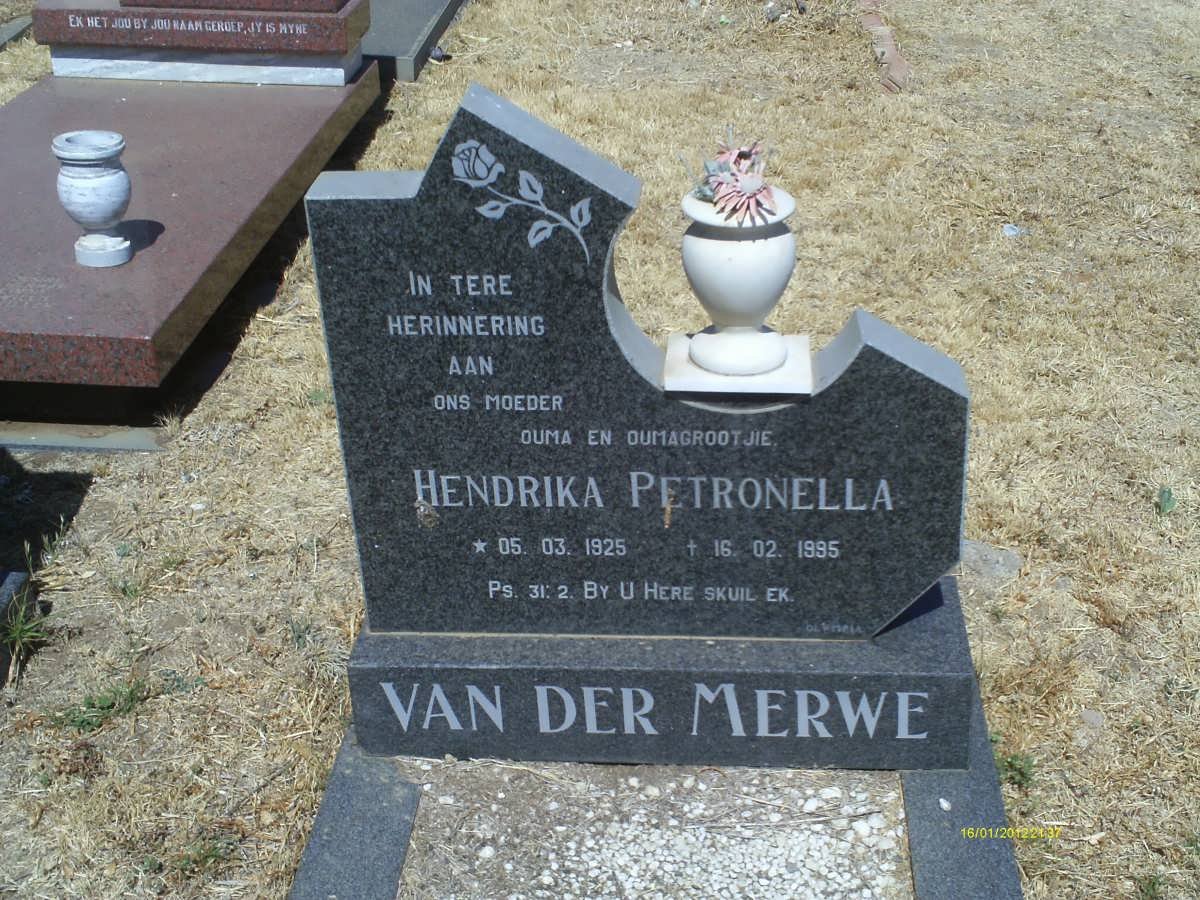 MERWE Hendrika Petronella, van der 1925-1995