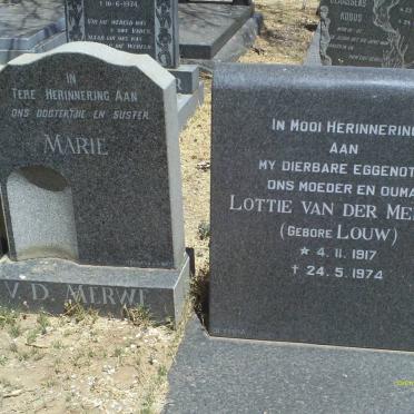 MERWE Roelof Martin Louis, van der 1915-1994 &amp; Lottie LOUW 1917-1974 :: van der MERWE Marie