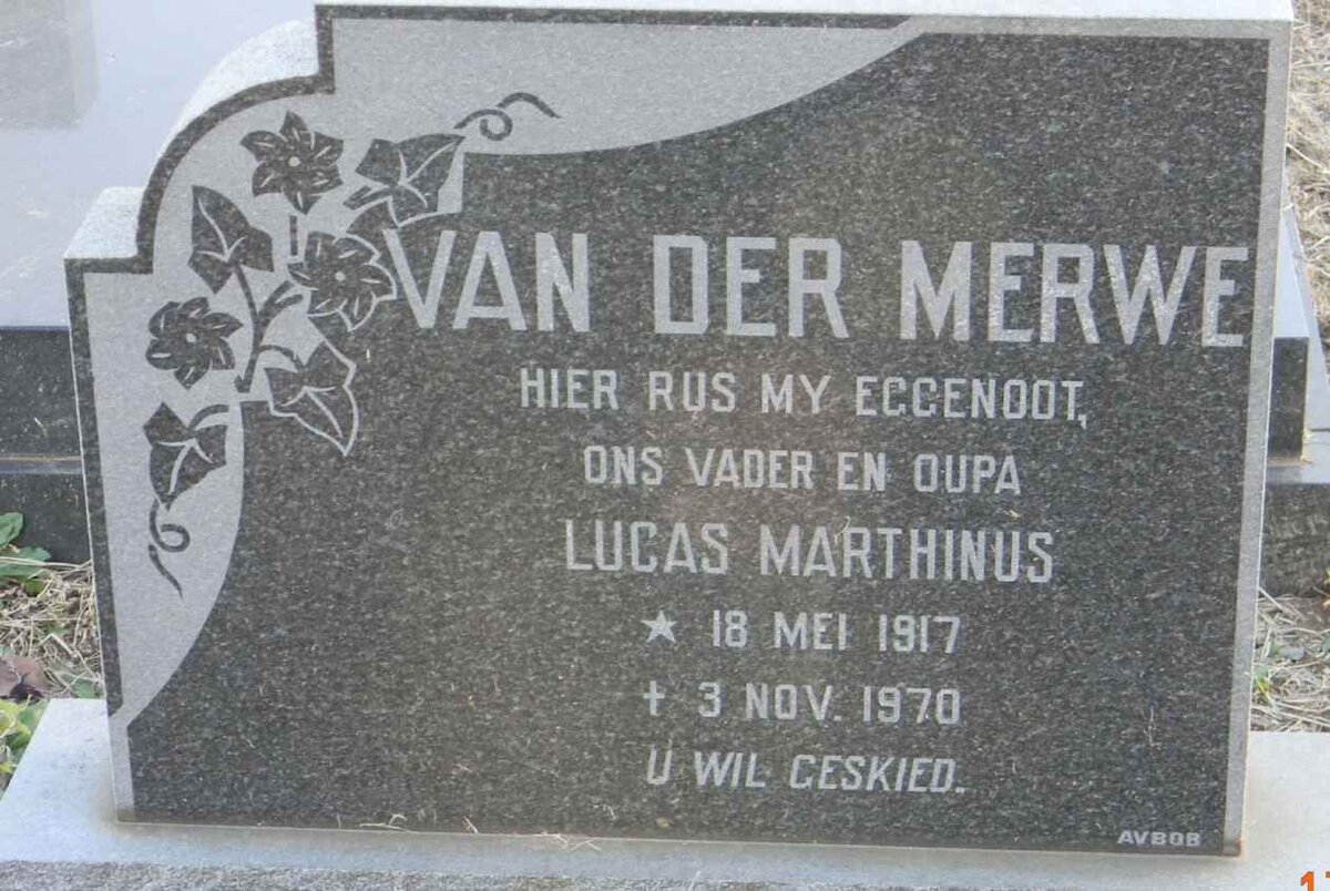 MERWE Lucas Marthinus, van der 1917-1970